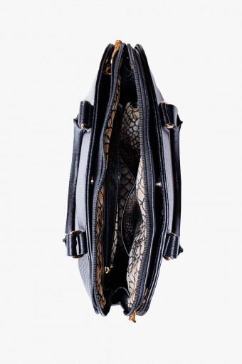 Bolsa Feminina com 3 Divisórias em Couro Legítimo