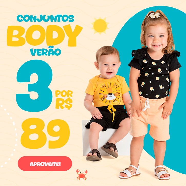 Conjuntos Body Verão 3 por R$ 89