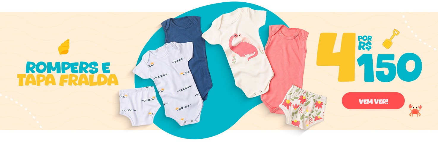 Rompers e Tapa Fralda - 4 por 150