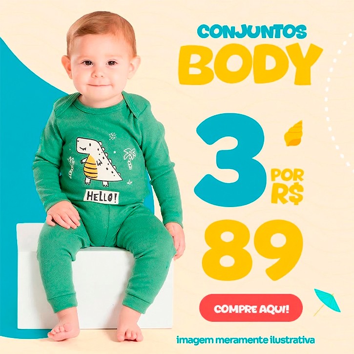3 Conjuntos Body por R$ 89