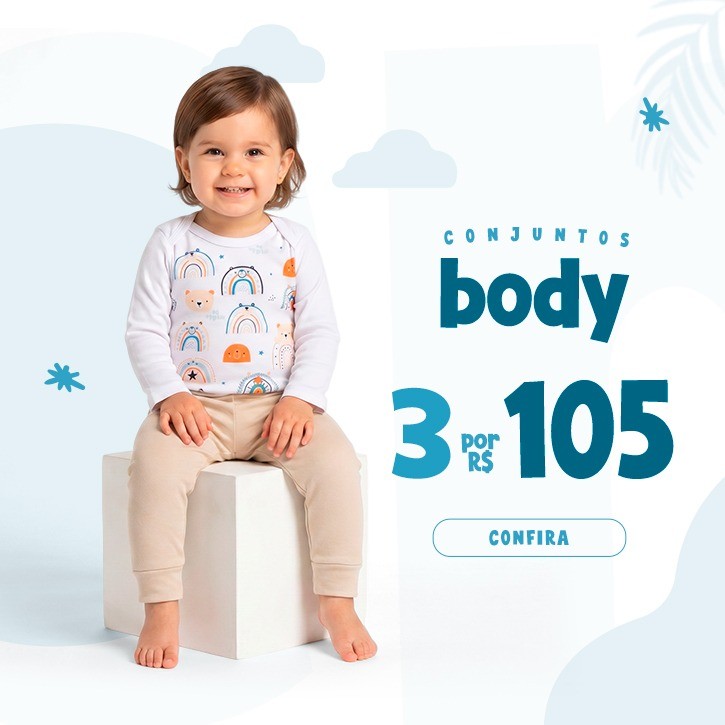 3 Conjuntos Body por R$ 89