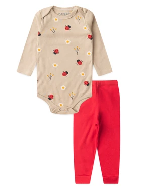 Conjunto Body Bebê Menina Suedine Joaninhas