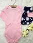 Conjunto Body Bebê Menina Suedine Liso
