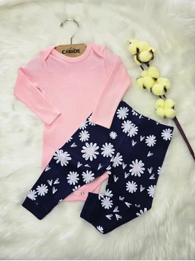 Conjunto Body Bebê Menina Suedine Liso