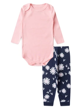 Conjunto Body Bebê Menina Suedine Liso