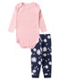 Conjunto Body Bebê Menina Suedine Liso