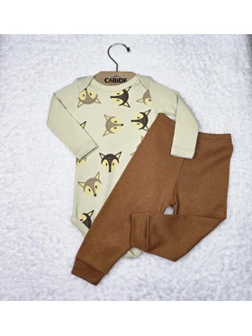 Conjunto Body Bebê Unissex Suedine Raposinha