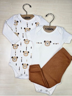 Kit Body Bebê Unissex Suedine Ursinhos Tribal