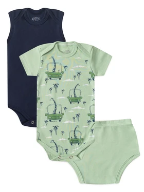 Kit Body e Tapa Fralda Bebê Menino Girafa Aventureira