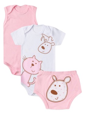 Kit Body e Tapa Fralda Bebê Menina Gatinha