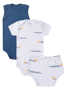 Kit Body e Tapa Fralda Bebê Menino Sol
