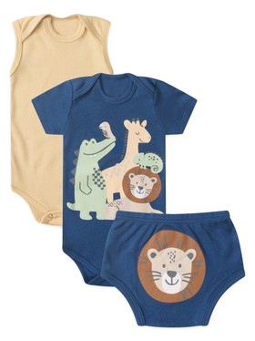 Kit Body e Tapa Fralda Bebê Menino Safari