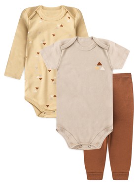 Kit Body Bebê Menino Suedine Minimalista Triangulo