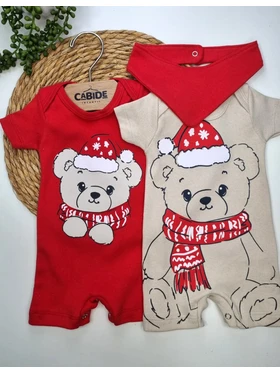 Kit Macacão Bebê Unissex Suedine Natal Urso