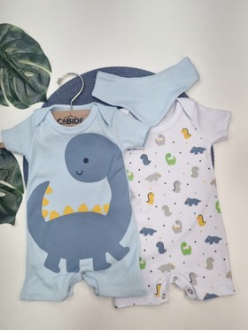 Kit Macacão Bebê Menino Suedine Dino