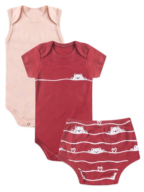 Kit Body e Tapa Fralda Bebê Menina Blush