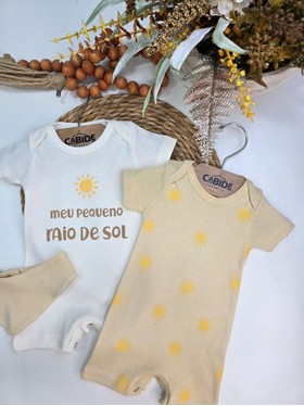 Kit Macacão Bebê Unissex Suedine Raio de Sol