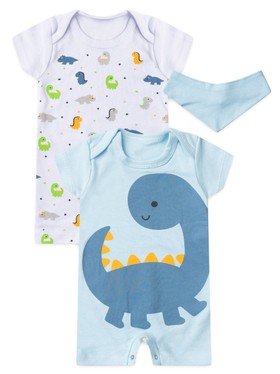 Kit Macacão Bebê Menino Suedine Dino
