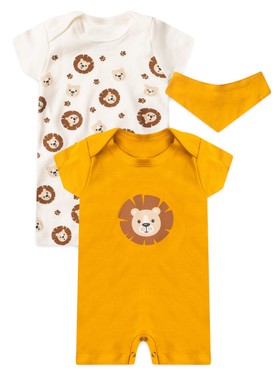 Kit Macacão Bebê Menino Suedine Leão