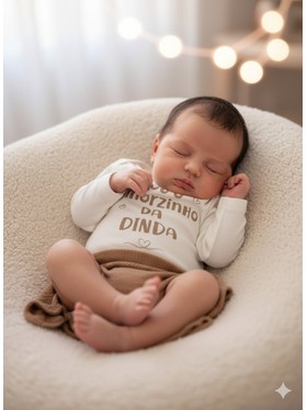 Body Bebê Unissex Suedine Frases Dinda