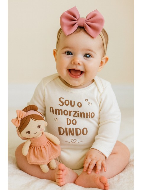 Body Bebê Unissex Suedine Frases Dindo