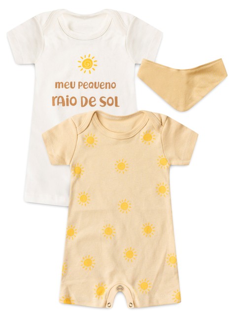 Kit Macacão Bebê Unissex Suedine Raio de Sol