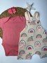 Conjunto Jardineira Bebê Menina Suedine Arco-íris