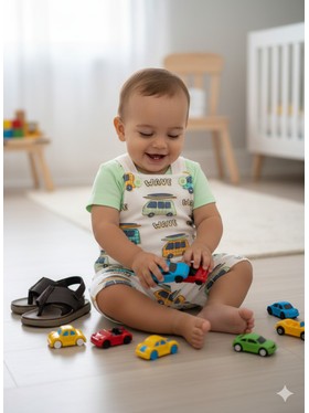 Conjunto Jardineira Bebê Menino Suedine Combi