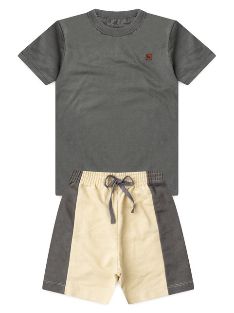 Conjunto Infantil Menino Camiseta Bermuda Pacth Chumbo