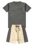 Conjunto Infantil Menino Camiseta Bermuda Pacth Chumbo