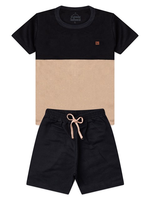 Conjunto Infantil Menino Camiseta Bermuda Lobo Patch