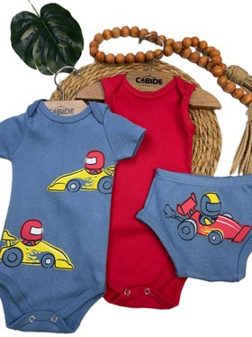 Kit Body e Tapa Fralda Bebê Menino Fórmula 1