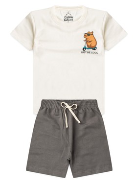 Conjunto Infantil Menino Camiseta Bermuda Capivara Radical