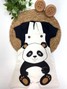 Conjunto Jardineira Bebê Unissex Suedine Panda