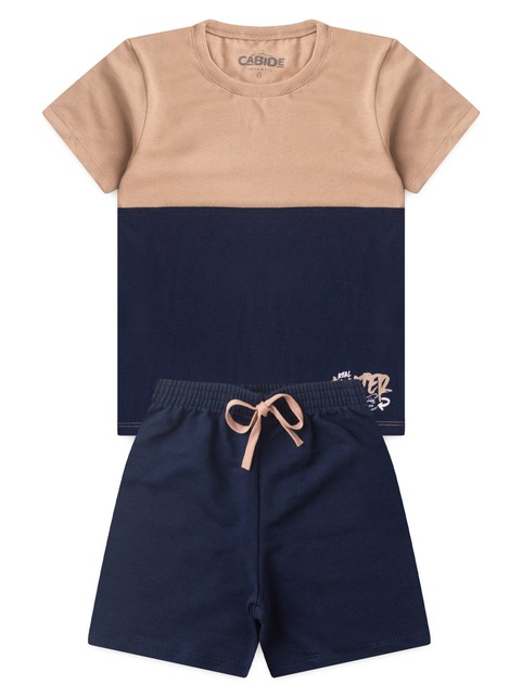 Conjunto Infantil Menino Camiseta Bermuda  Two-Color