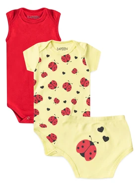 Kit Body e Tapa Fralda Bebê Menina Joaninha