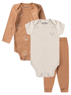 Kit Body Bebê Unissex Suedine Ursinhos