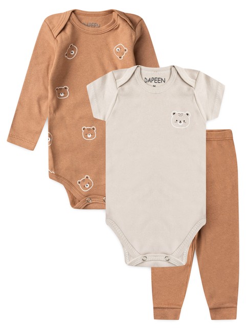 Kit Body Bebê Unissex Suedine Ursinhos
