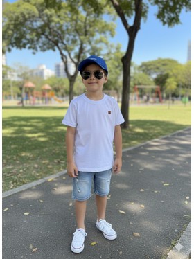 Camiseta Infantil Menino Meia Malha Branca