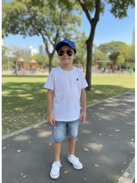 Camiseta Infantil Menino Meia Malha Branca