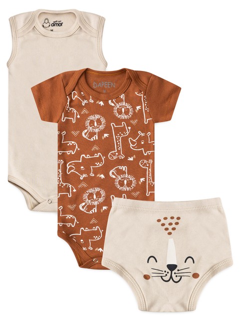 Kit Body e Tapa Fralda Bebê Menino Animais