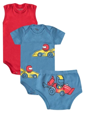 Kit Body e Tapa Fralda Bebê Menino Fórmula 1