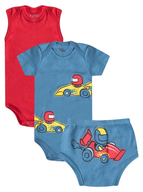 Kit Body e Tapa Fralda Bebê Menino Fórmula 1