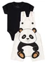 Conjunto Jardineira Bebê Unissex Suedine Panda