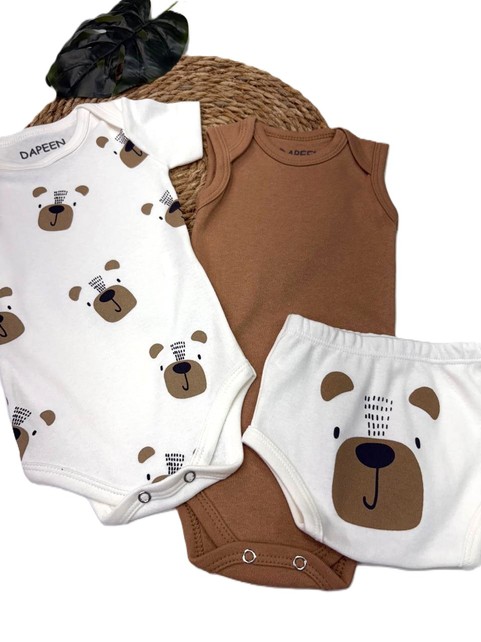 Kit Body e Tapa Fralda Bebê Menino Ursinhos