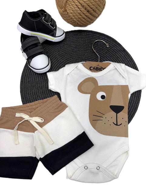 Conjunto Bebê Menino Body e Bermuda Moletinho Cãozinho