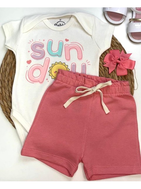 Conjunto Bebê Menino Body e Bermuda Moletinho Little King