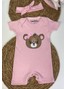 Kit Macacão Bebê Menina Suedine Trio de Ursinhos