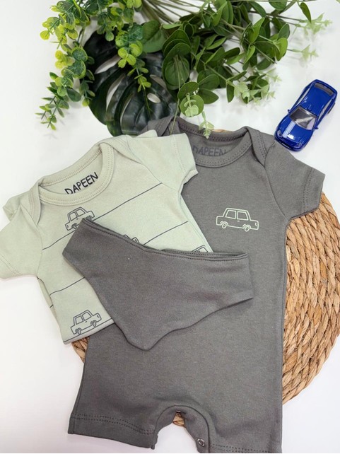 Kit Macacão Bebê Menino Suedine  Mini Carros