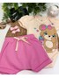 Conjunto Bebê Menina Body e Bermuda Moletinho Ursinha com Laço